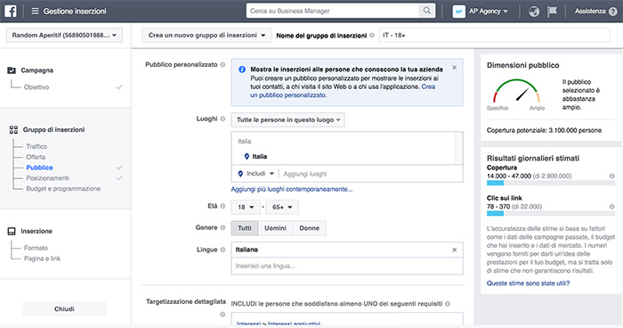 Impostazioni del pubblico per Instagram Ads