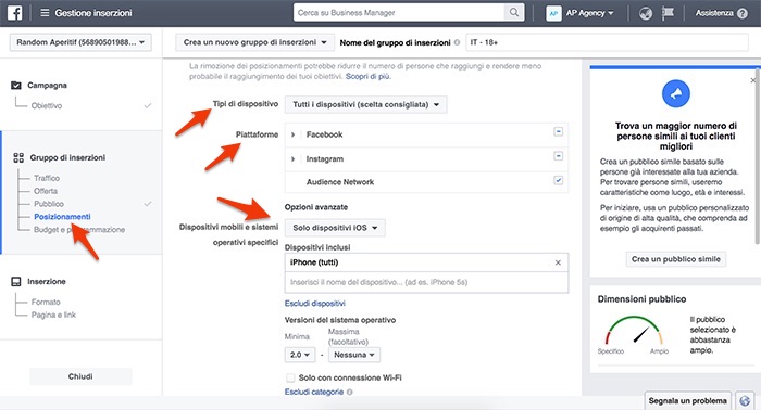 Posizionamenti e dispositivi per Instagram Ads